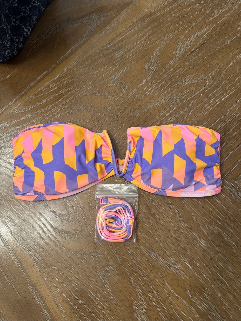 aerie Strapless Bandeau Top in Pink, Purple & Orange